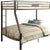 Homeroots 79" X 56" X 65" Twin Over Full Brown Metal Tube Bunk Bed 285617