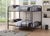 Homeroots 79" X 57" X 65" Dark Brown/Gunmetal Metal Tube Full Over Full Bunk Bed